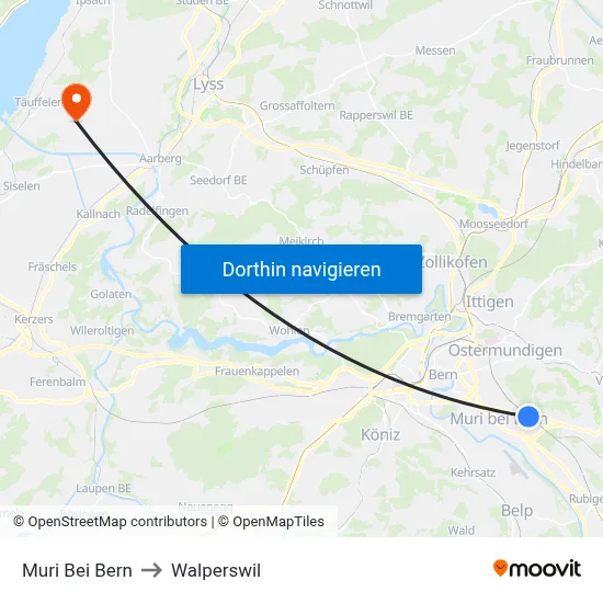 Muri Bei Bern to Walperswil map