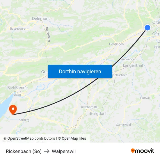 Rickenbach (So) to Walperswil map