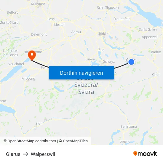 Glarus to Walperswil map
