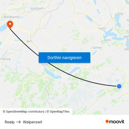 Realp to Walperswil map