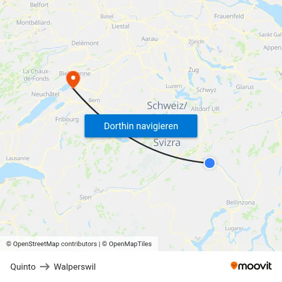Quinto to Walperswil map
