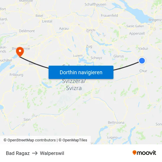Bad Ragaz to Walperswil map