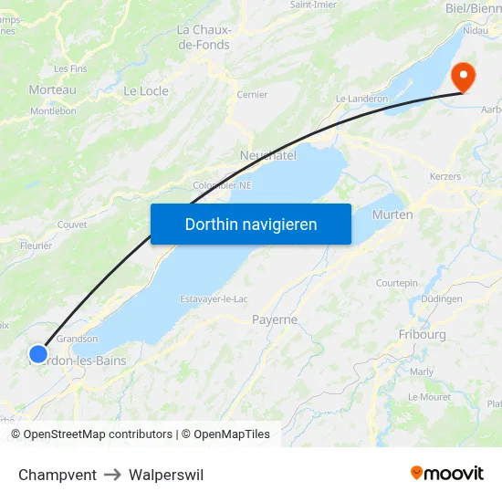 Champvent to Walperswil map