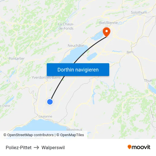 Poliez-Pittet to Walperswil map