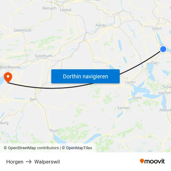 Horgen to Walperswil map