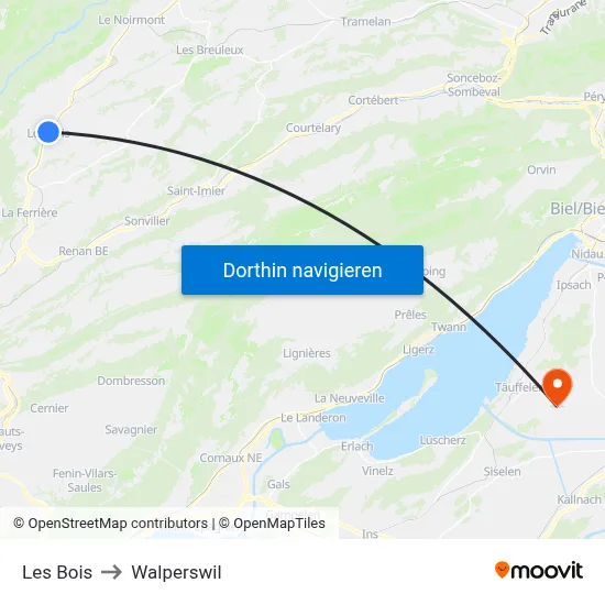 Les Bois to Walperswil map