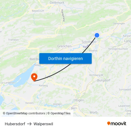 Hubersdorf to Walperswil map