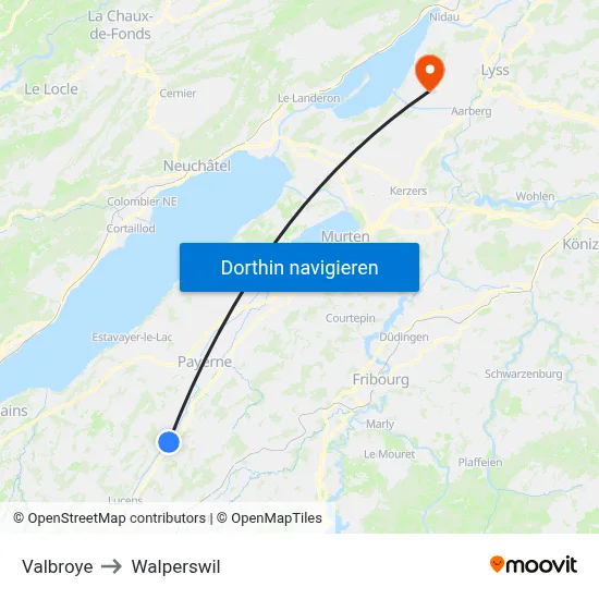 Valbroye to Walperswil map