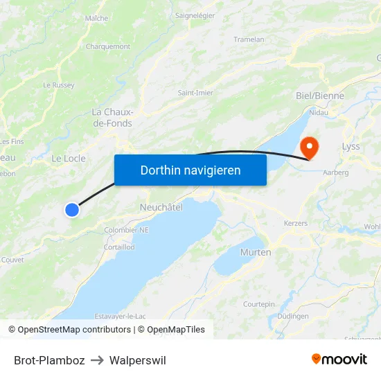 Brot-Plamboz to Walperswil map