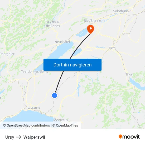 Ursy to Walperswil map