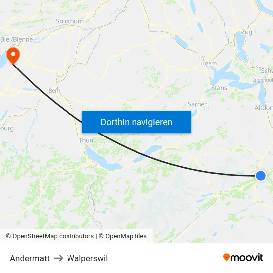 Andermatt to Walperswil map