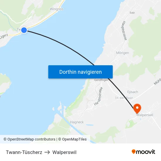 Twann-Tüscherz to Walperswil map