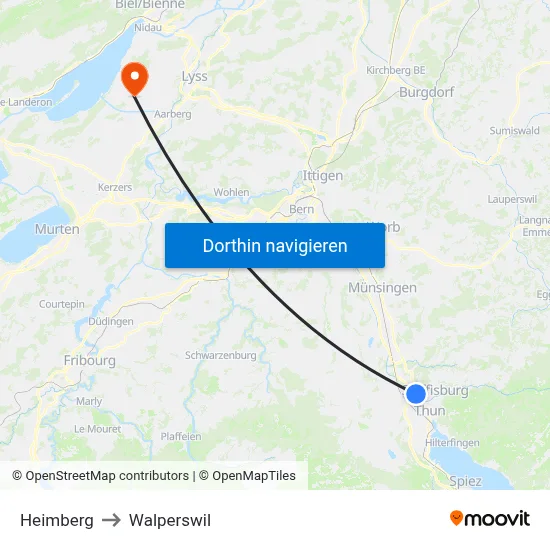 Heimberg to Walperswil map