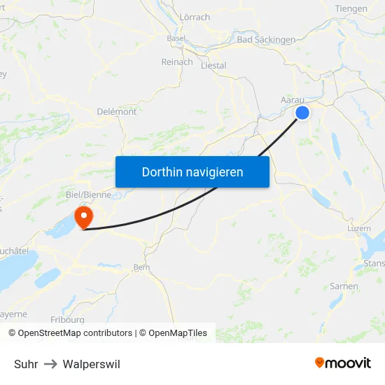 Suhr to Walperswil map