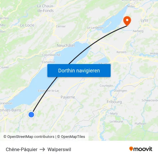 Chêne-Pâquier to Walperswil map