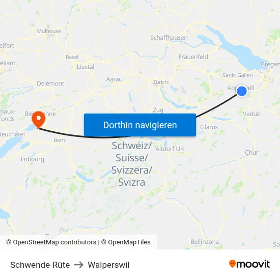 Schwende-Rüte to Walperswil map