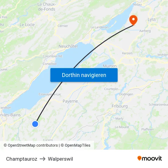 Champtauroz to Walperswil map