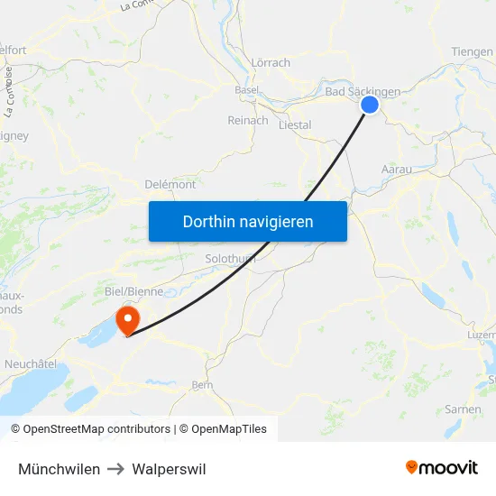 Münchwilen to Walperswil map
