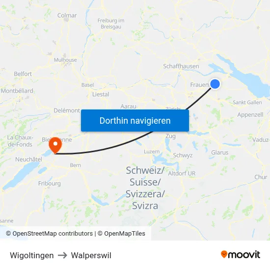 Wigoltingen to Walperswil map