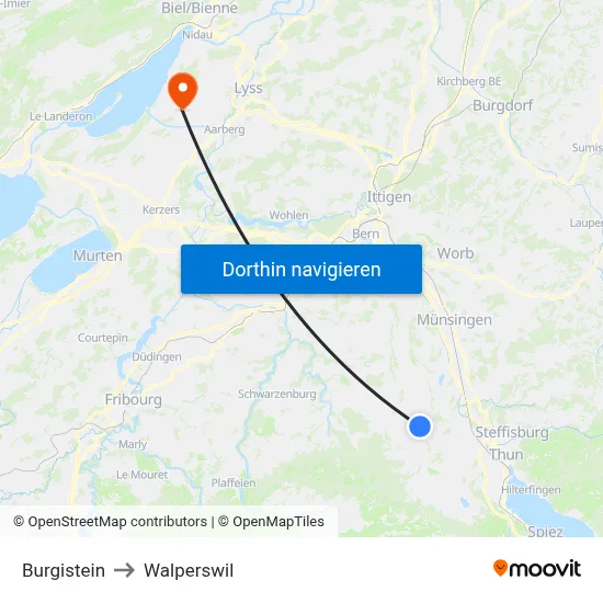 Burgistein to Walperswil map