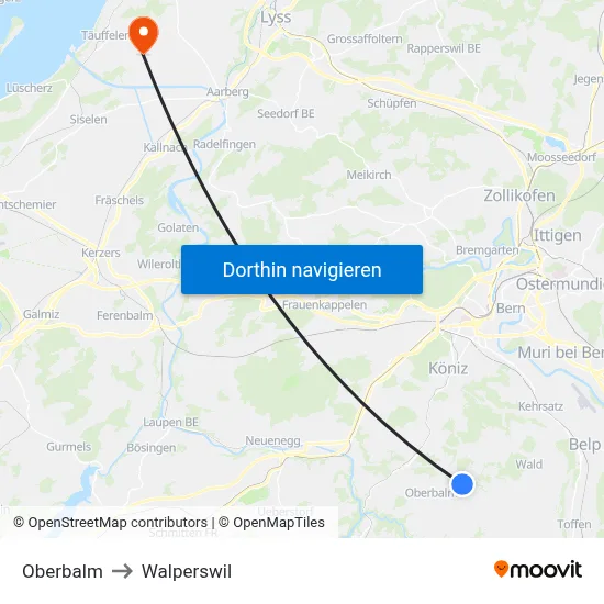 Oberbalm to Walperswil map