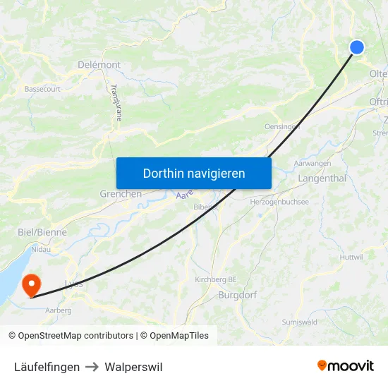 Läufelfingen to Walperswil map