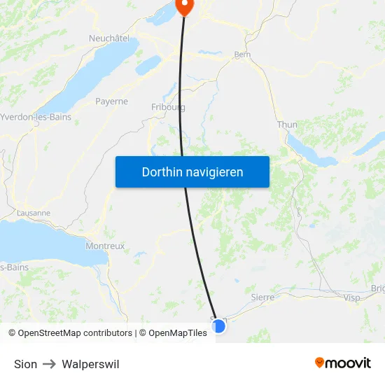 Sion to Walperswil map
