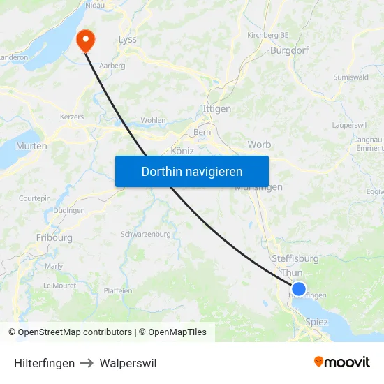 Hilterfingen to Walperswil map