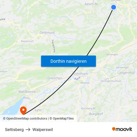 Seltisberg to Walperswil map