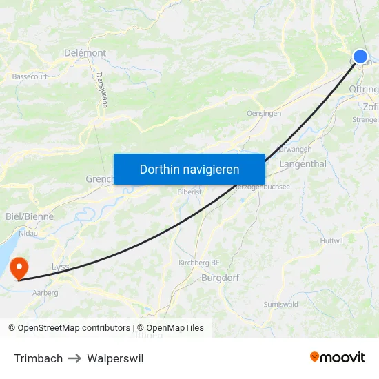 Trimbach to Walperswil map