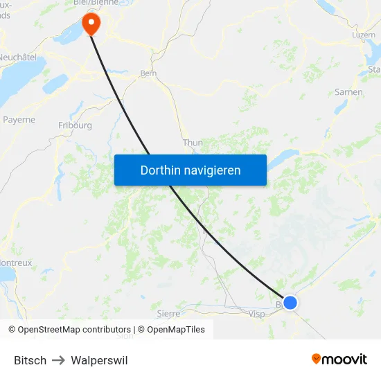 Bitsch to Walperswil map