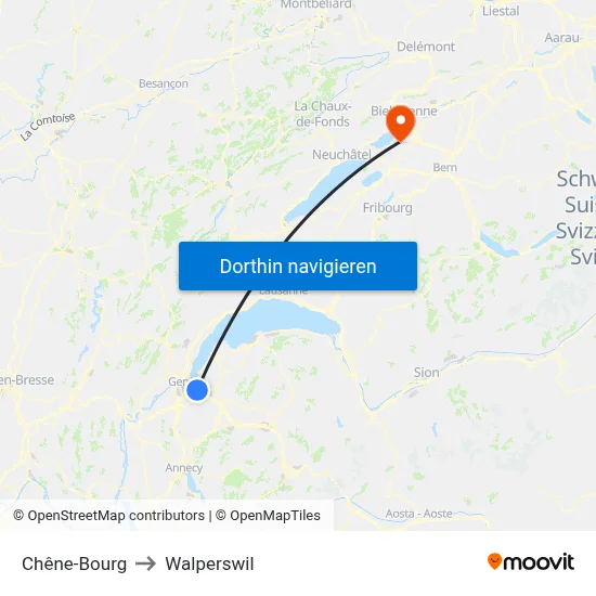 Chêne-Bourg to Walperswil map