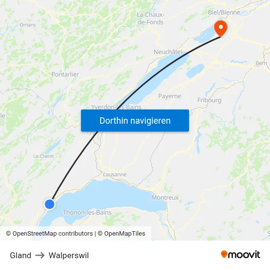 Gland to Walperswil map