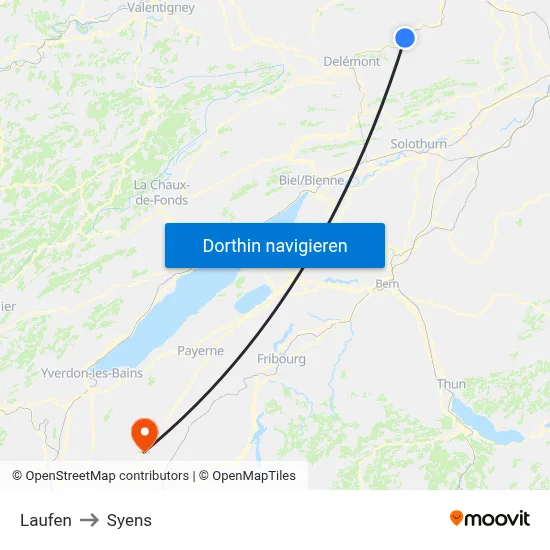 Laufen to Syens map