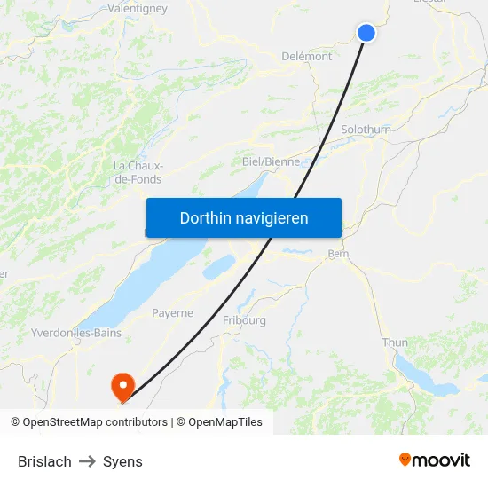Brislach to Syens map