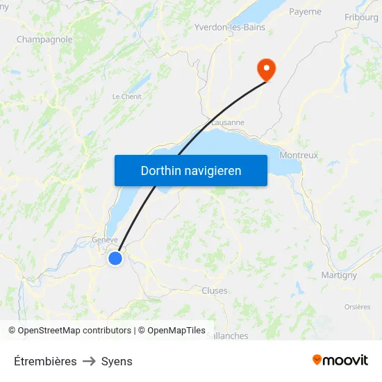 Étrembières to Syens map