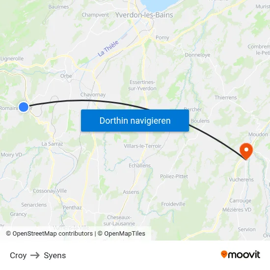 Croy to Syens map