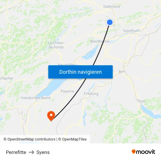 Perrefitte to Syens map