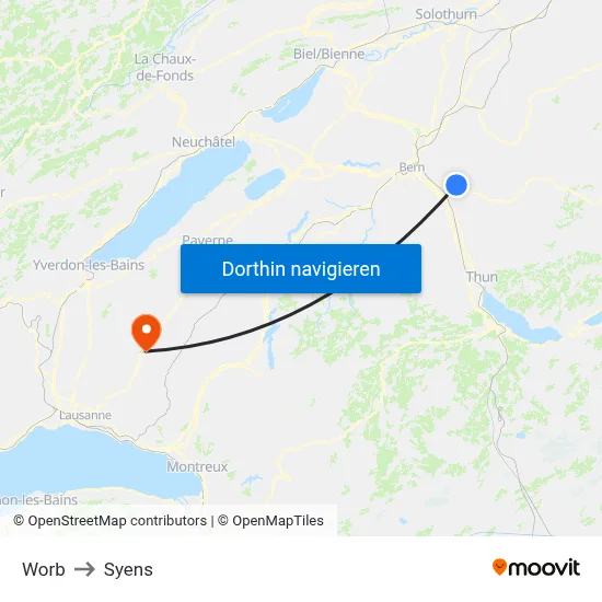 Worb to Syens map
