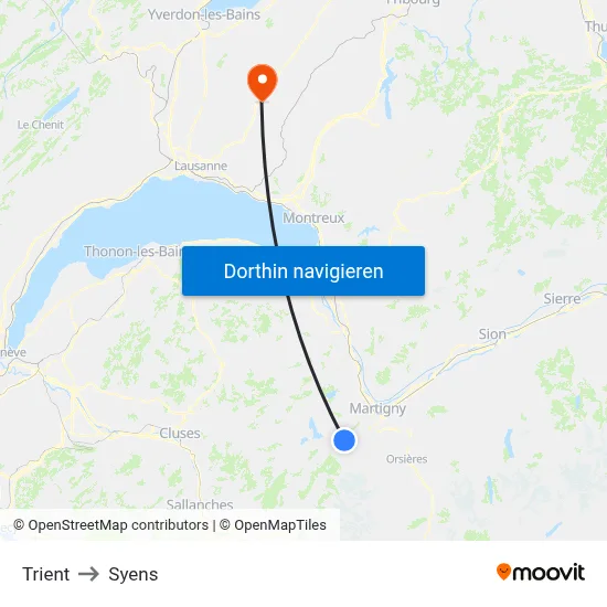 Trient to Syens map