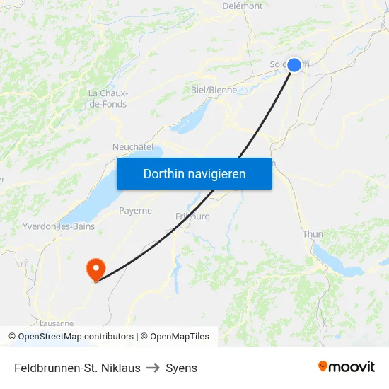 Feldbrunnen-St. Niklaus to Syens map
