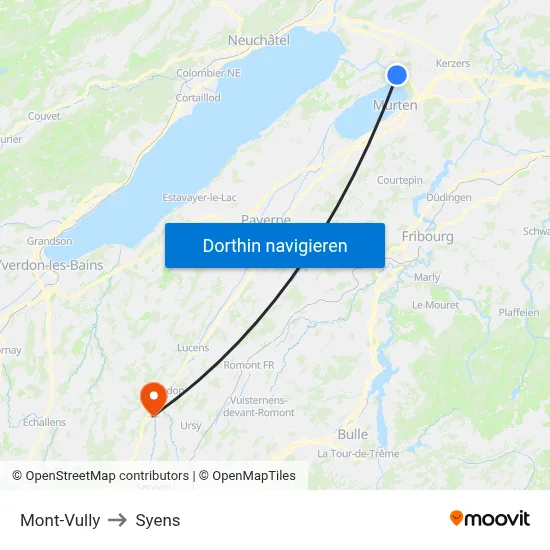 Mont-Vully to Syens map