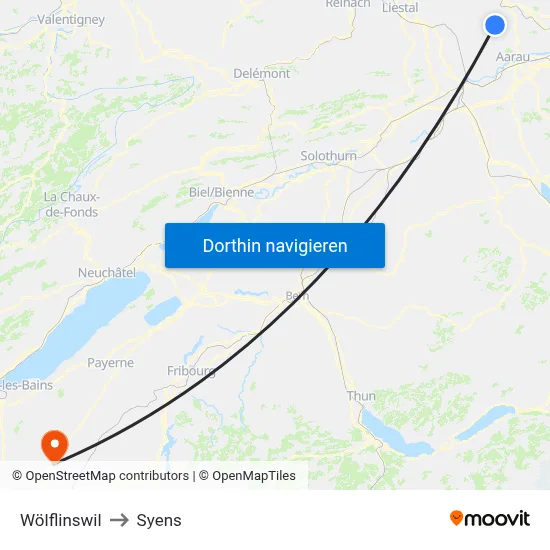 Wölflinswil to Syens map