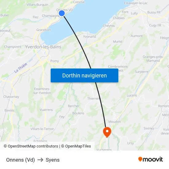 Onnens (Vd) to Syens map