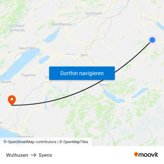 Wolhusen to Syens map