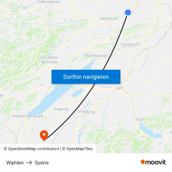 Wahlen to Syens map