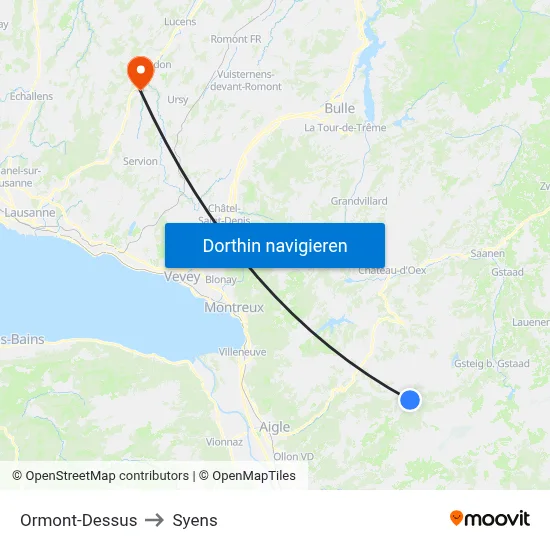 Ormont-Dessus to Syens map