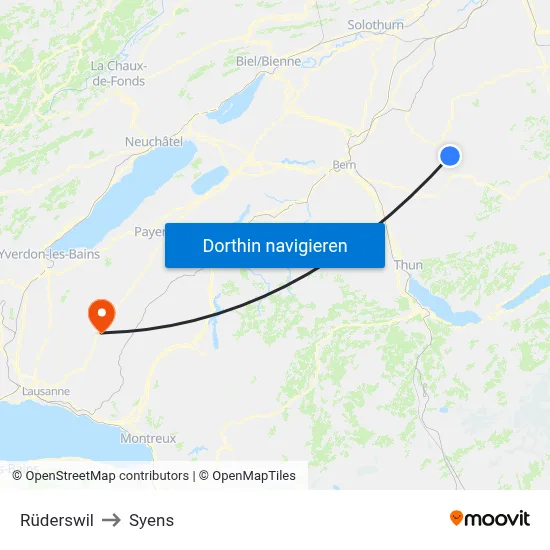Rüderswil to Syens map