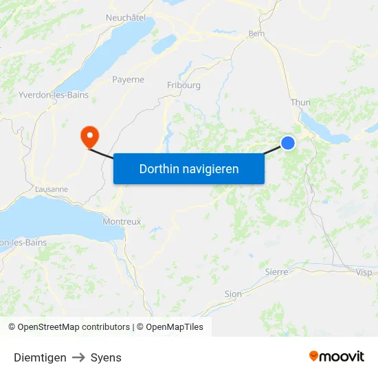 Diemtigen to Syens map