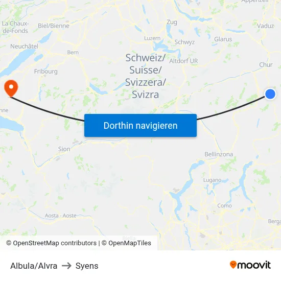 Albula/Alvra to Syens map